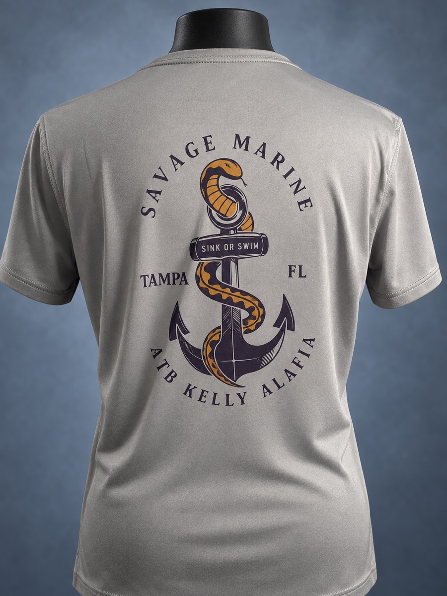 Styled Savage Marine snake-and-anchor back print